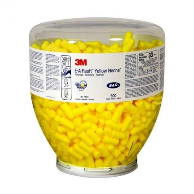 Picture of 3M E-A-Rsoft Yellow Neons Uncorded One Touch Refill Earplugs 391-1004
