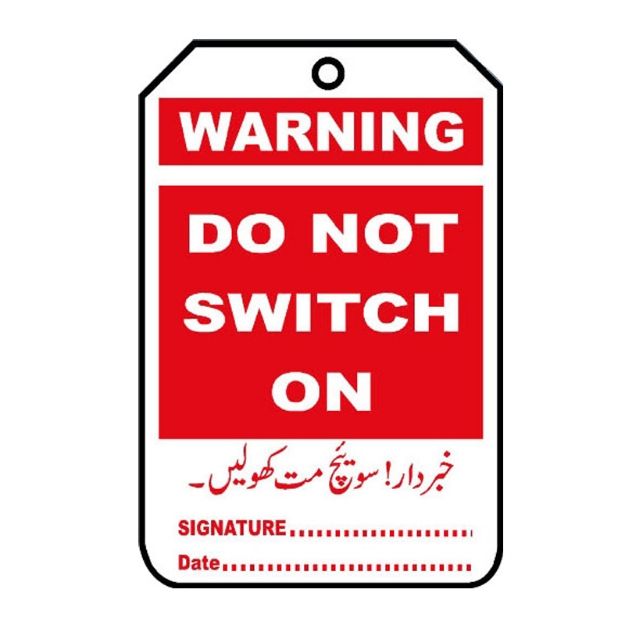 Picture of NT-1109 Do Not Switch On Tag