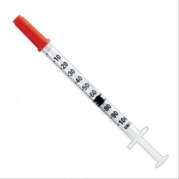 Picture of Insulin Syringe 1cc 8mm Single Piece