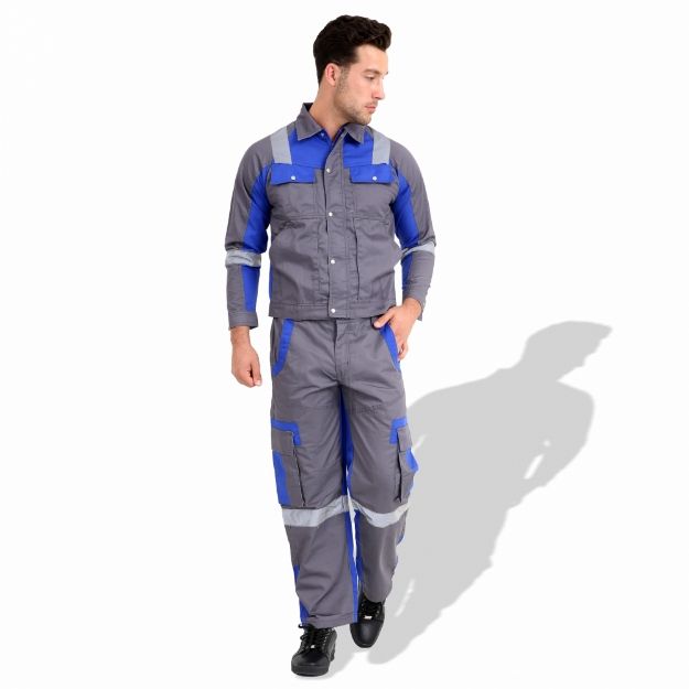 Picture of American 110 RBG Fabric 240 GSM European Elegance Safety Coverall With Blue Reflective Cloth