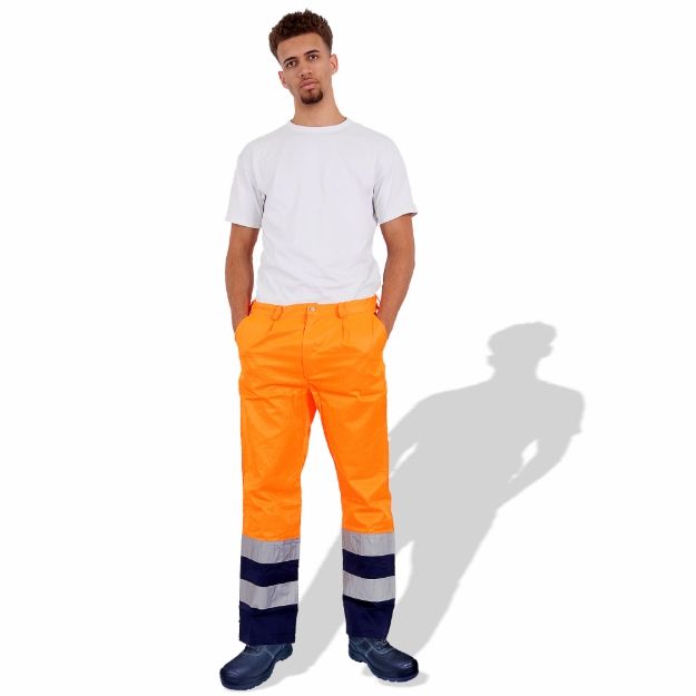 Prime Captain HVF3101 Polycotton High Visibility Reflective Tape Fluorescent Trouser