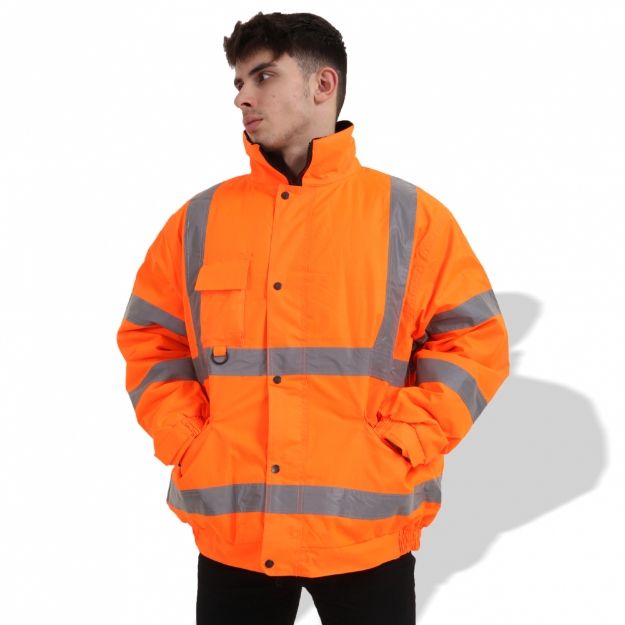 Picture of General Workwear FP1656 Polyester Road Clothing Hi Vis Safety Reflective Waterproof Coveralls