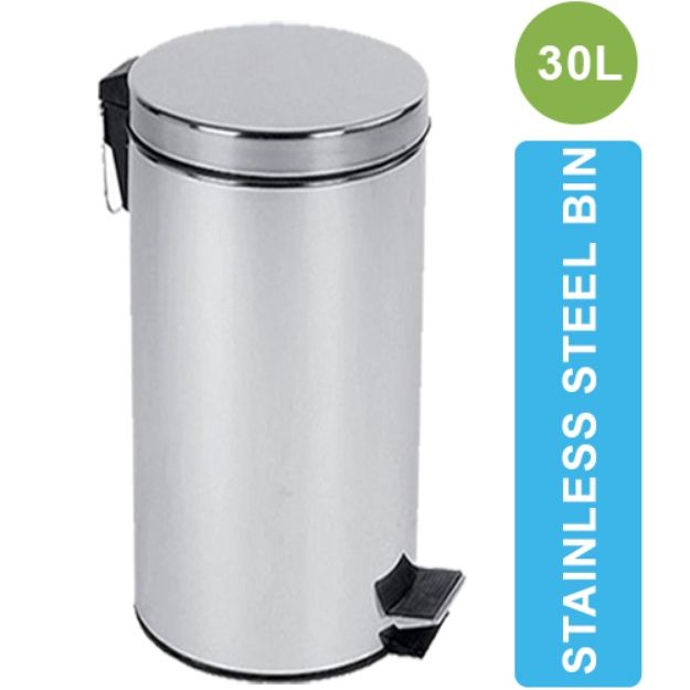 Picture of Household ASD-05-30Litre Stainless Steel Pedal Step Garbage Dustbin With Inner Bucket