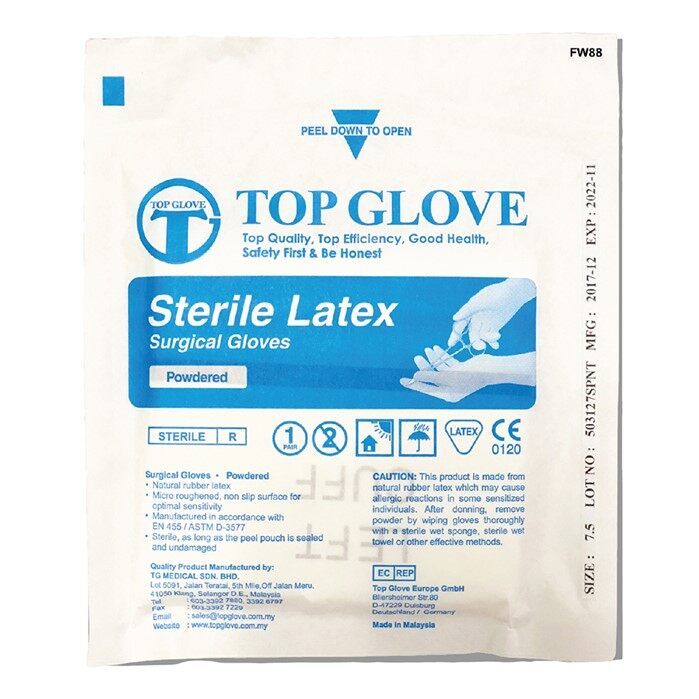 Buy Sterile Latex Examination Powdered Surgical Disposable Gloves