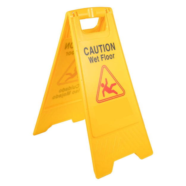Yellow Plastic Frame Wet Floor Caution Safety Sign