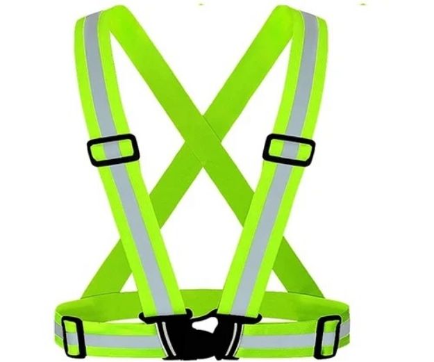 Reflective Polyester Adjustable Yellow Green Cross Safety Belt  