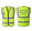 Reflective Safety Vest Yellow Black Mesh Jacket Breathable with Zipper and Multiple Pockets