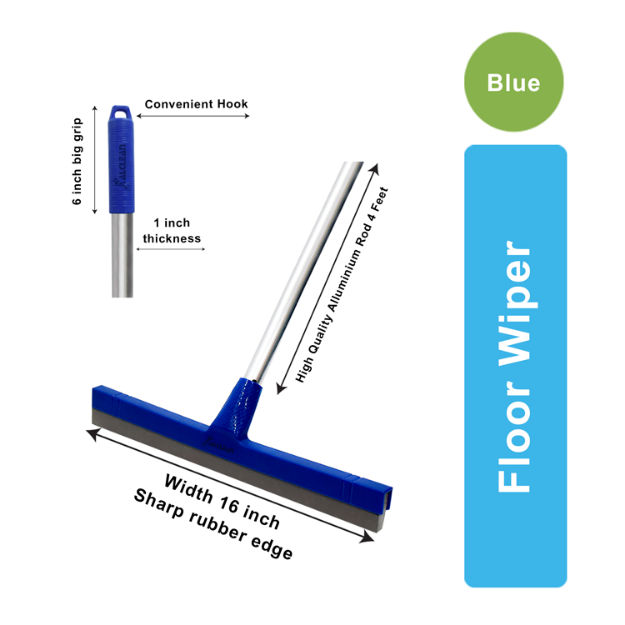 Industrial FV072 Plastic Blue Rubber Squeegee Aluminium Handle Floor Wiper