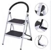 High Quality White Carbon Steel Folding Step Ladder with Anti Slip Rubber Pads