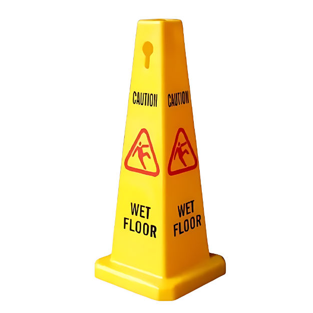 Yellow Polypropylene Wet Floor Caution Safety Sign Cone