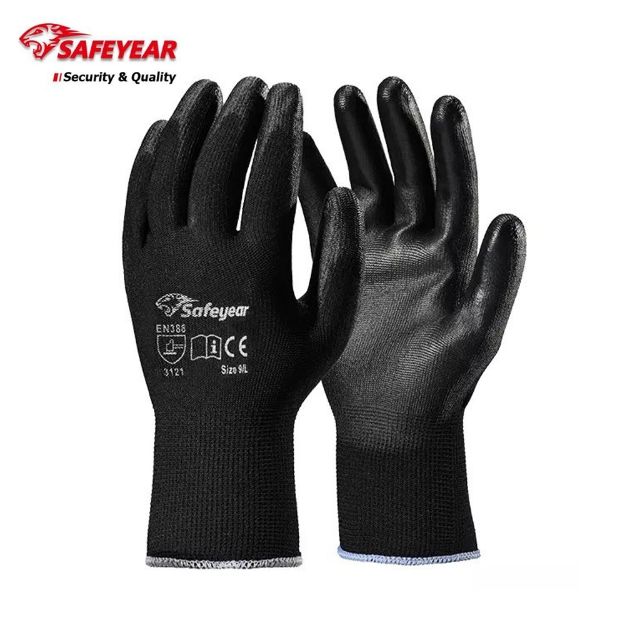 Safeyear ZHXPU225B PU Coated Polyester General Purpose Safety Gloves		