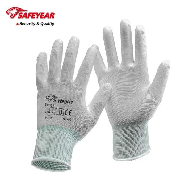 Safeyear PN8001 PU Coated Polyester General Purpose Safety Gloves in Karachi Pakistan		