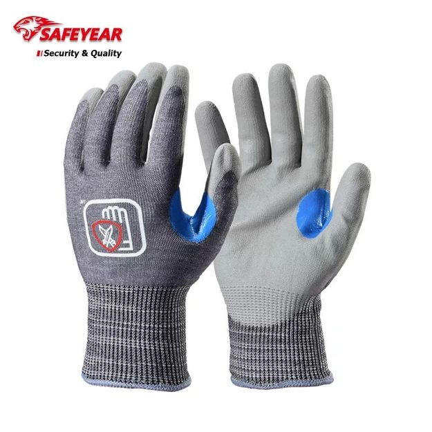 Safeyear PD8046 Cut Resistant Level 5 PU Coated Safety Work Gloves		