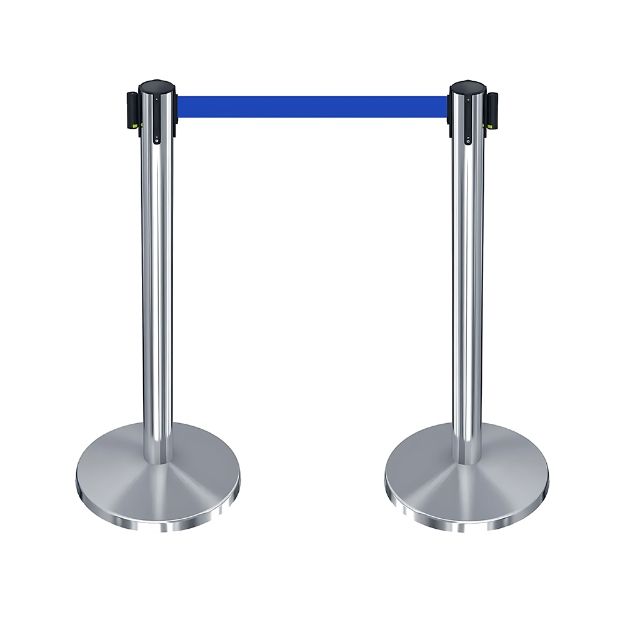 Retractable Queue Pole Crowd Control Barrier Stainless Steel Stanchion with Belt