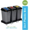 Outdoor AF 7333A 180 Litre Plastic Garbage 3in1 Compartment Recycle Trash Trolley Dustbin with wheels