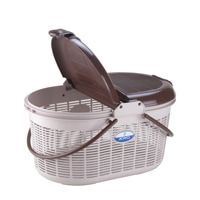 Joyo Plastic Cane Laundry Basket (Dark Grey) - 52 L