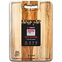 Soros Teak Wooden Square Chopping Board (35 X 25 cm)