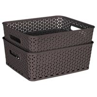 Kolorr Plastic Royal Medium Basket (Dark Brown) 6 L - Set Of 2