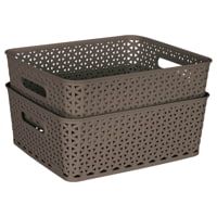 Kolorr Plastic Royal Medium Basket (Light Brown) 6 L - Set Of 2