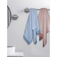 Athom Living Aster Bath Towel (Maroon & Navy Blue) 75x150 cm - Set of 2