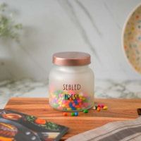 Femora Kitchen Storage Glass Jar With Steel Golden Lid