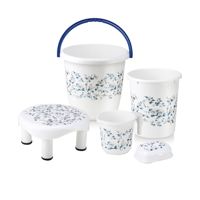 Joyo Plastic Bathroom Set (Blue) - Set of 5