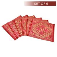 Sapana Plastic Floor Mat (Aasan Mat) Pink & Ivory - 6 Pieces