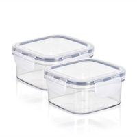 Steelo SOfresh Square Plastic Container (600 ml) - Set Of 2