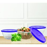 Yera Glass Bowl Set with Lid (B16FL) 435 ml - 3 Pieces