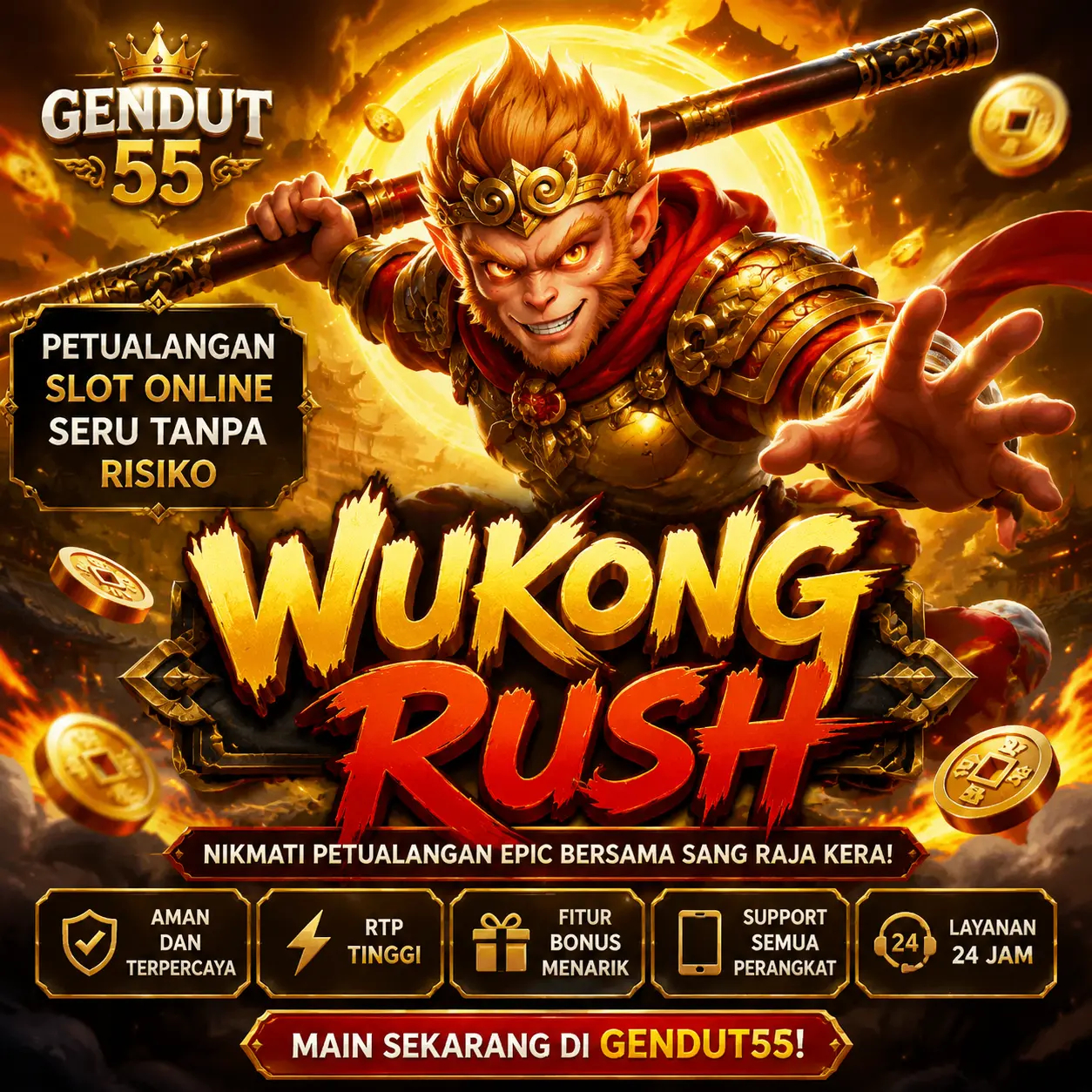 GENDUT55 # Wukong Rush – Petualangan Slot Online Seru Tanpa Risiko