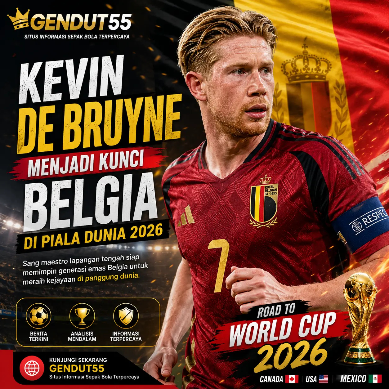 GENDUT55 | Kevin De Bruyne Menjadi Kunci Belgia di Piala Dunia 2026