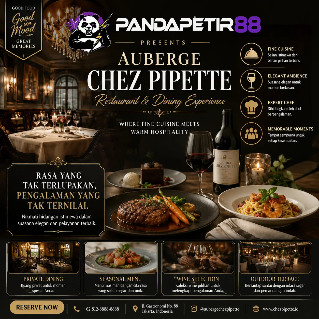 PANDAPETIR88 | Auberge Chez Pipette Restaurant & Dining Experience