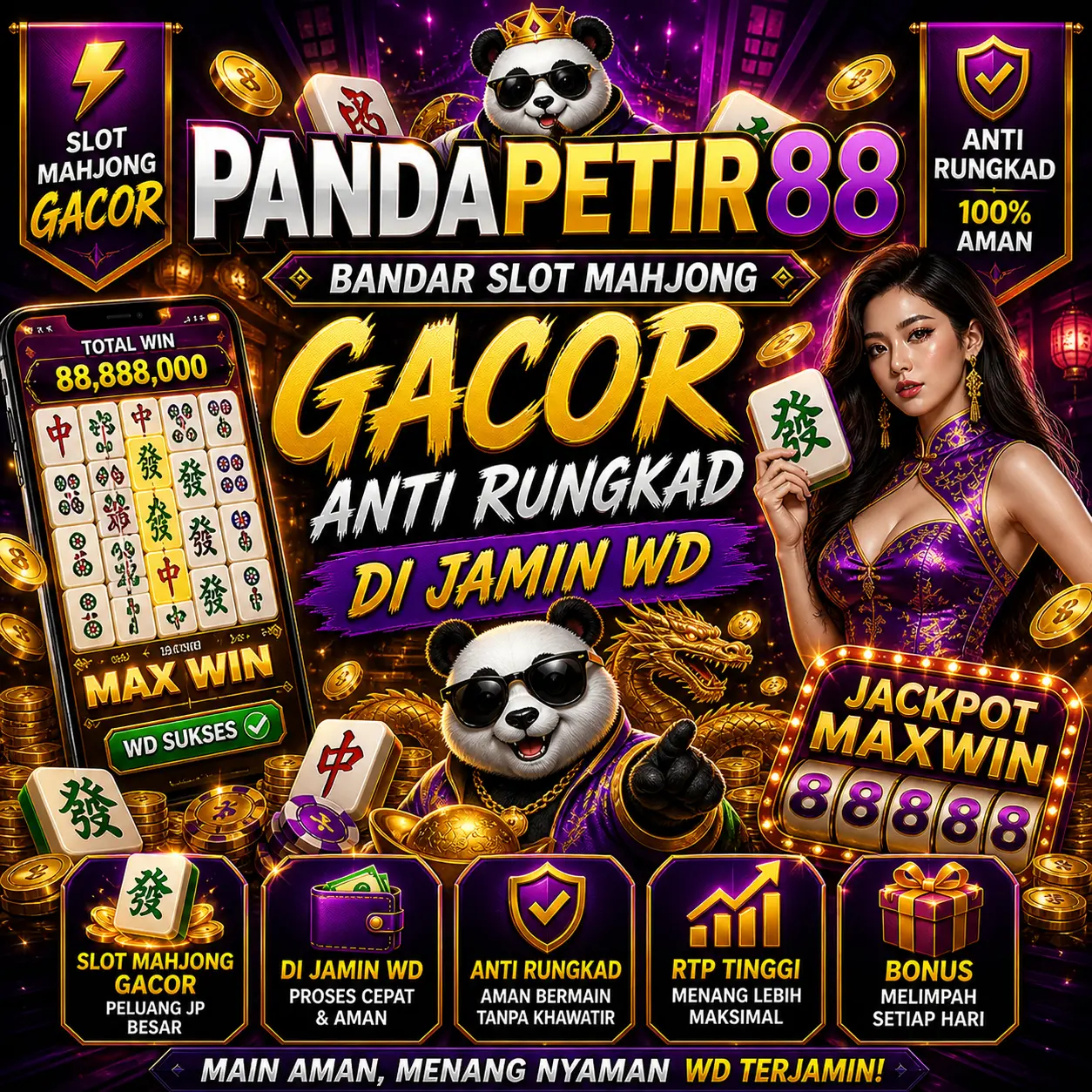 PANDAPETIR88 : Bandar Slot Mahjong Gacor Anti Rungkad, Di Jamin WD