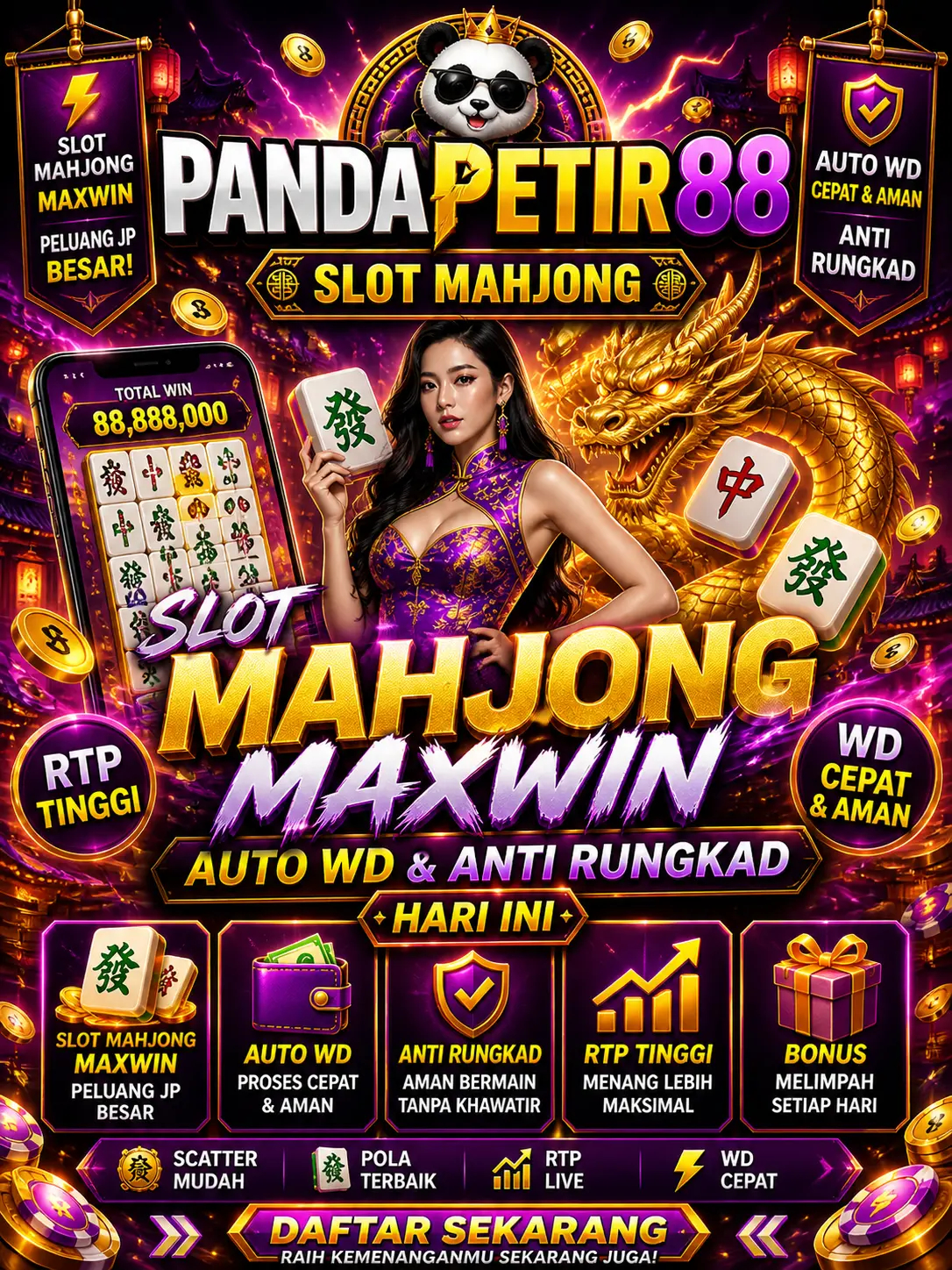 PANDAPETIR88 > Slot Mahjong Maxwin, Auto WD & Anti Rungkad Hari Ini