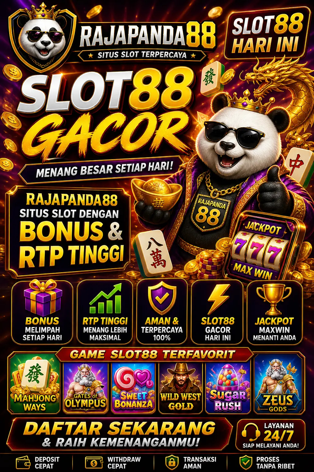 Slot88 Hari Ini : Rajapanda88 Situs Slot dengan Bonus & RTP Tinggi