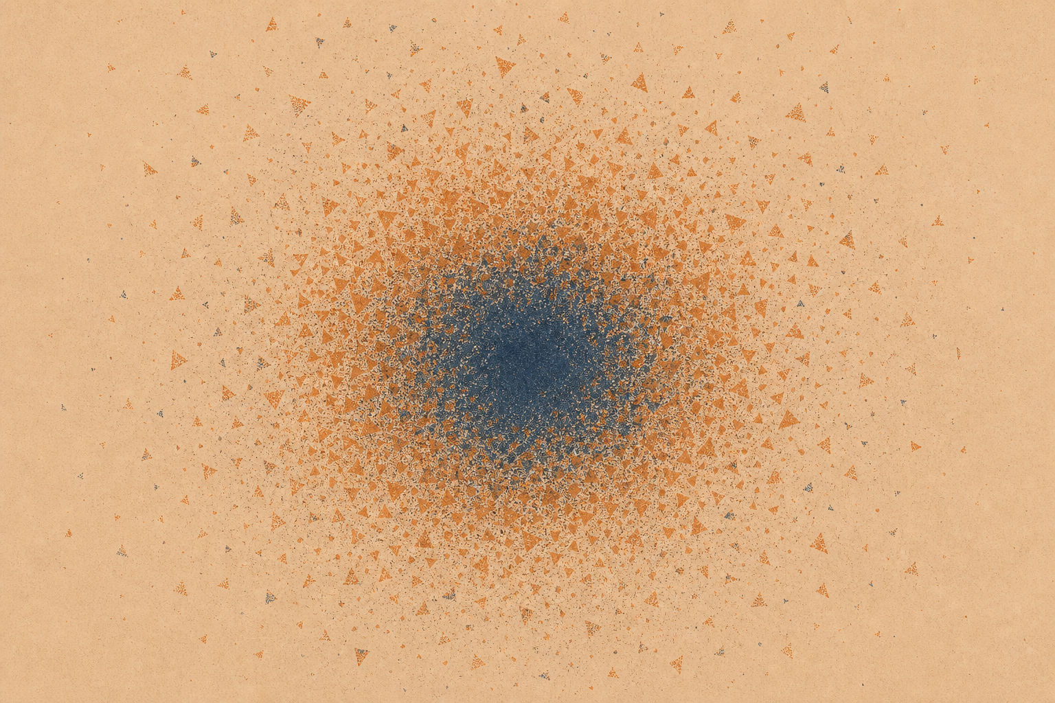 Many candidates scattered wide, most dissolving on the way in. Only the densest core survives the pass.↵ Generated with Nano Banana Pro