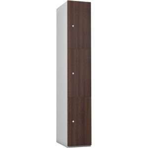 Timberbox Three Door Padlock Locker Walnut Finish