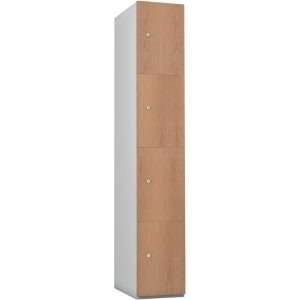 Timberbox Four Door Camlock Locker Oak Finish