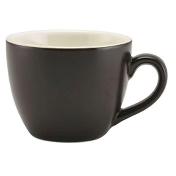 312109MBK Genware Porcelain Matt Black Bowl Shaped Cup 9cl/3oz QTY:6