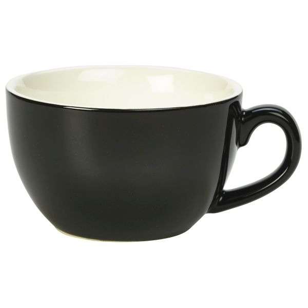 Genware Porcelain Black Bowl Shaped Cup 25cl/8.75oz QTY:6