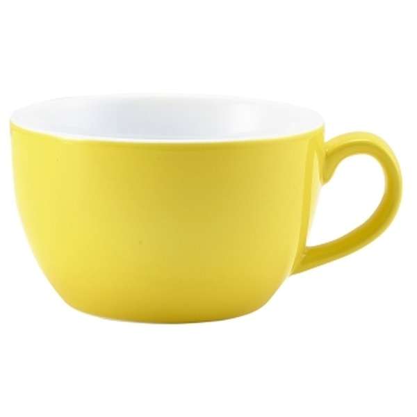 Genware Porcelain Yellow Bowl Shaped Cup 25cl/8.75oz QTY:6