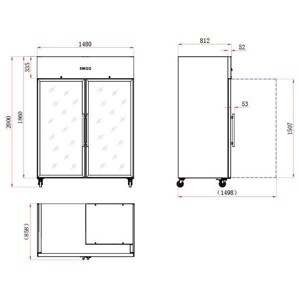 BR2SSCR_2_1 Blizzard Double Glass Door Ventilated GN Refrigerator 1300L