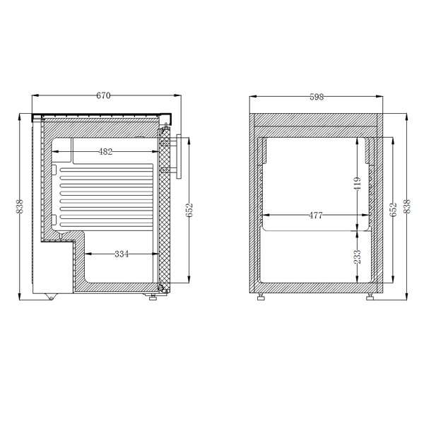 HG200WH_2 Blizzard Glass Door White Under Counter Refrigerator 170L