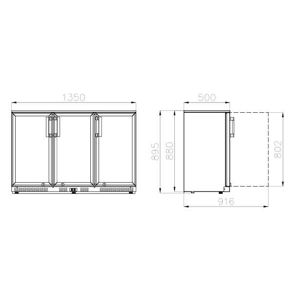 KBC3_2 Triple Door Bottle Cooler (338 Bottles)