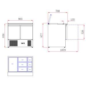 2 Door Compact Prep Fridge with cutting board 240L