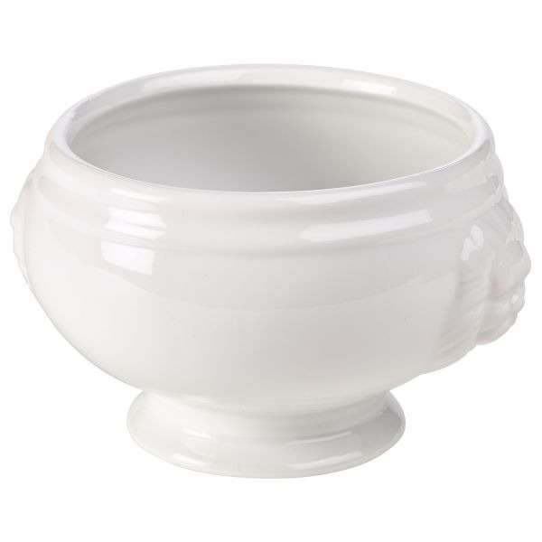 Genware Porcelain Lion Head Soup Bowl 40cl/14oz QTY:6
