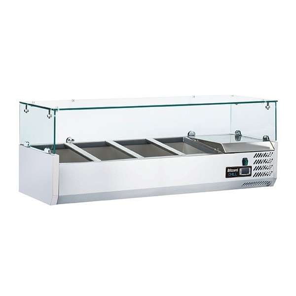 Blizzard 1/3 Gastronorm Prep Top with Glass Cover 1200mm(W)