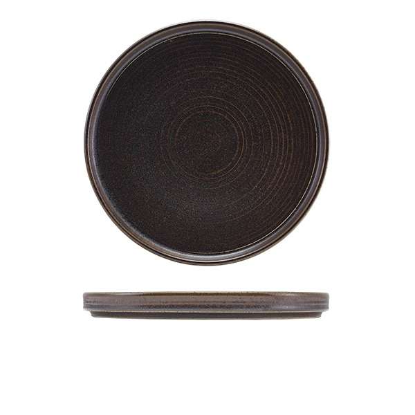 Terra Porcelain Black Low Presentation Plate 25cm QTY:6