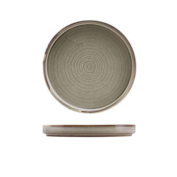 Terra Porcelain Grey Low Presentation Plate 18cm QTY:6