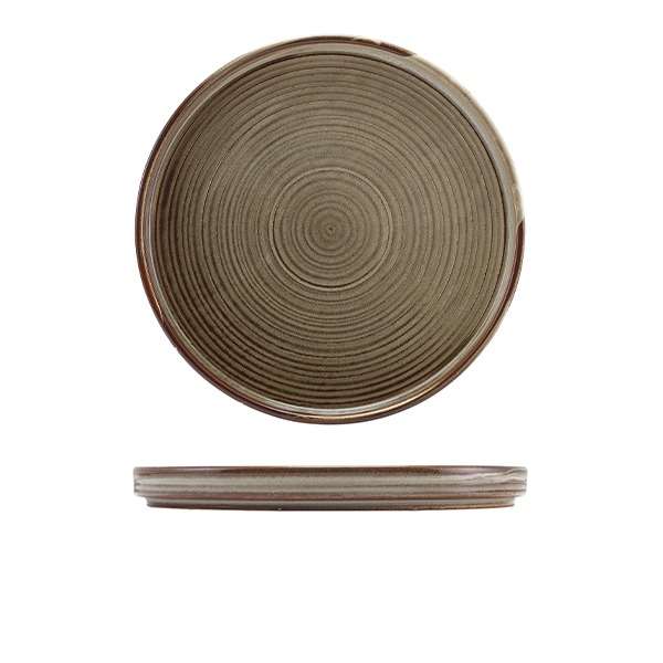Terra Porcelain Grey Low Presentation Plate 25cm QTY:6